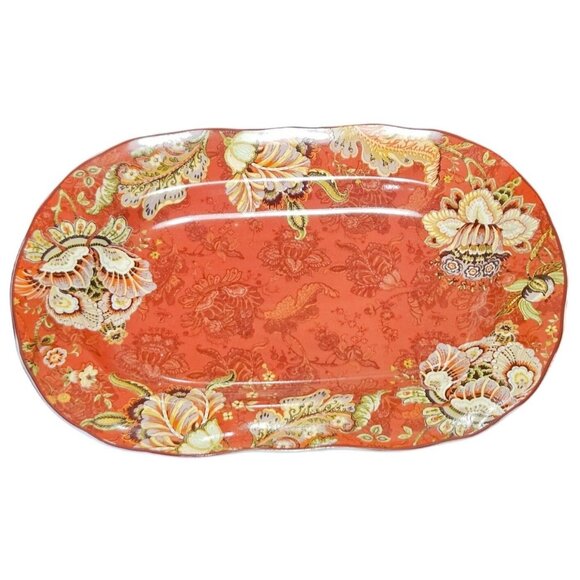 222 Fifth Gabrielle 3pc Set 6" Bowl 9" Square Plate & 14" Platter Fine Ceramic - Picture 2 of 16